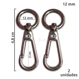 Mosquetão 12mm níquel MS-93 sem gatilho com 2 unidades