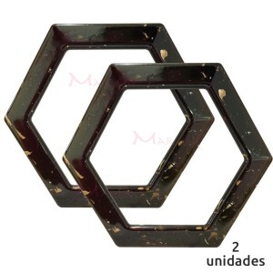 Alça para bolsa hexagonal cor mármore mesclado 7708 com 1 par (Plástica)