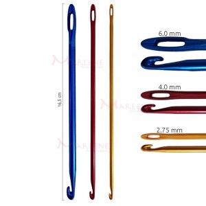  Kit agulhas chochê knooking 2.7mm, 4mm e 6mm em aluminio