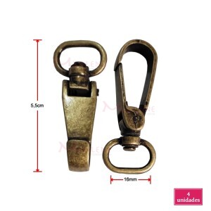 Mosquetão 16mm ouro velho chapado com 4 unidades no pacote