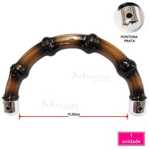 Alça plástica bambú com ponteira prata