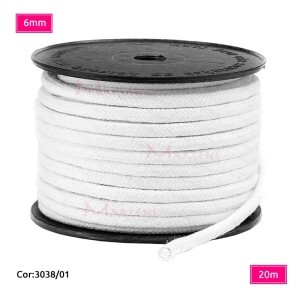 Cordão trançado São José 6mm de algodão branco com 20m