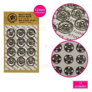Colchete de pressão 12mm com 12 unidades níquel 888