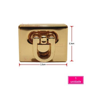 Fecho para bolsa 2,5cm ouro de encaixe com 1 unidade