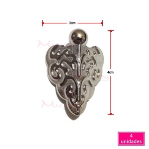 Pé de metal cantoneira grande trabalhado 4 unidades níquel