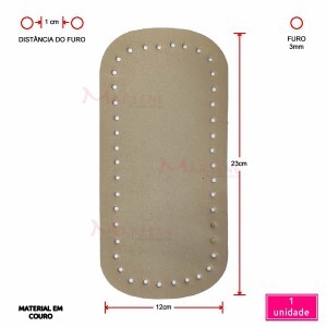 Fundo de bolsa bege em couro retangular 12x23cm