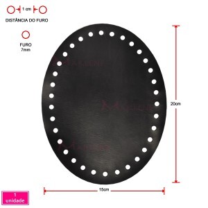 Fundo de bolsa preto 15X20cm oval sintético