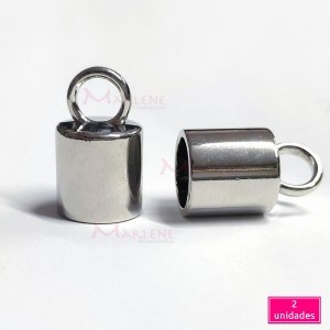 Ponteira com argola 12mm níquel metal 2 unidades