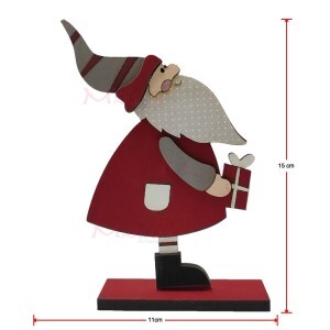 Enfeite Papai Noel segurando caixa em MDF