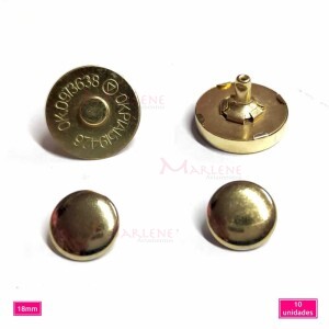 Botão de ímã 18mm rebite duplo latonado com 10 unidades