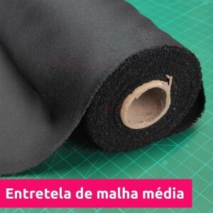 Entretela de malha média preta por metro