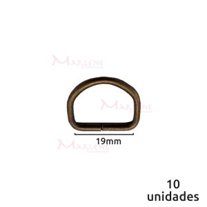 Meia argola 19mm ouro velho com 10 unidades.
