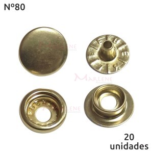 Botão de pressão nº80 (/80) latonado com 20 unidades Eberle