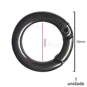 Argola articulada 20mm grafite (Mosquetão) achatada nacional