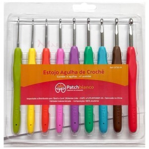 Kit agulhas de crochê com 9 unidades cabo emborrachado