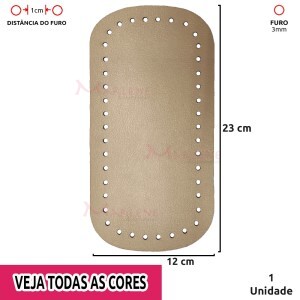 Fundo para bolsa de crochê 12x23cm retangular em couro sintético