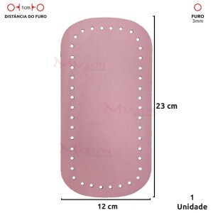 Fundo para bolsa de crochê 12x23cm retangular em couro sintético