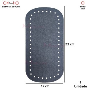 Fundo para bolsa de crochê 12x23cm retangular em couro sintético