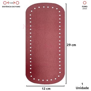 Fundo para bolsa de crochê 12x29cm retangular em couro sintético