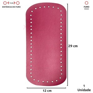 Fundo para bolsa de crochê 12x29cm retangular em couro sintético