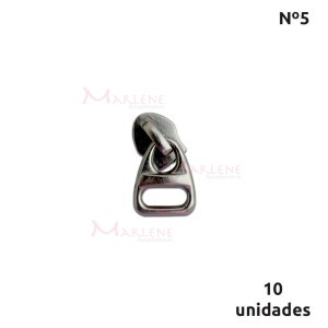 Cursor de ziper nº5 trabalhado com 10 unidades níquel N56L-290