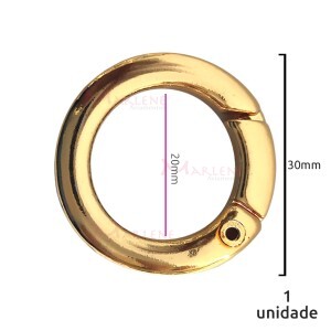 Argola articulada 20mm ouro (Mosquetão) achatada