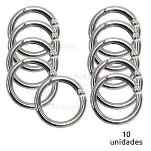  Argola articulada 25mm niquel com 10 unidades (Mosquetão) importada