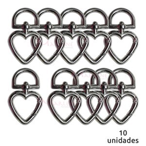 Coração articulado níquel importado (Mosquetão) DSK-46 com 10 unidades