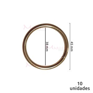 Argola de metal 38 mm ouro com 10 unidades