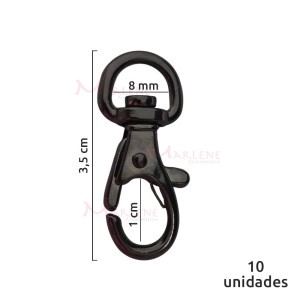 Mosquetão 8 mm grafite nacional 1044 com 10 unidades no pacote.