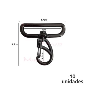 Mosquetão 40mm grafite aberto 1166 com 10 unidades no pacote