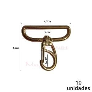 Mosquetão 40mm latonado aberto com 10 unidades no pacote 1166