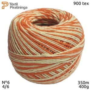 Barbante multicor laranja nº6 (4/6) 400g com 350m Têxtil Piratininga