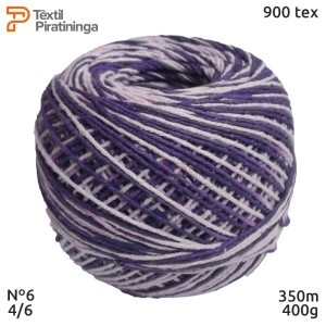 Barbante multicor roxo nº6 (4/6) 400g com 350m Têxtil Piratininga