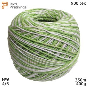 Barbante multicor verde limão nº6 (4/6) 400g com 350m Têxtil Piratininga