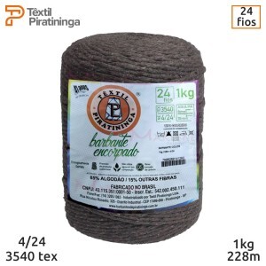 Barbante encorpado marrom café 4/24 fios 1kg com 228m Têxtil Piratininga