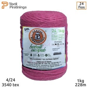 Barbante encorpado pink 4/24 fios 1kg com 228m Têxtil Piratininga