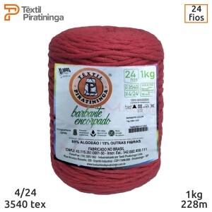 Barbante encorpado vermelho 4/24 fios 1kg com 228m Têxtil Piratininga