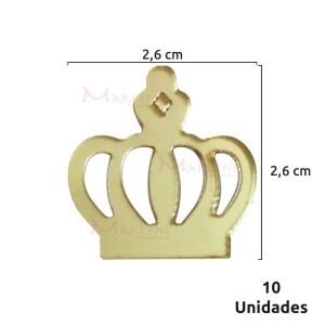 Aplique acrílico espelhado coroa com 10 unidades 5240