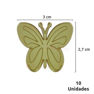 Aplique acrílico espelhado borboleta com 10 unidades 2876