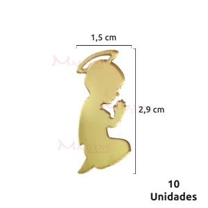 Aplique acrílico espelhado menino rezando com 10 unidades 2917
