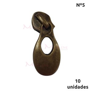 Cursor de ziper nº5 trabalhado com 10 unidades ouro velho N56L-510