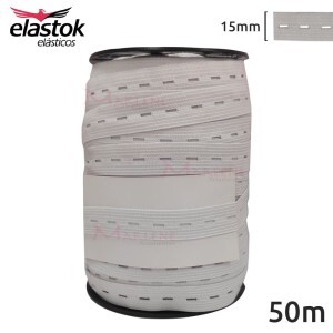 Elástico caseado plus branco 15mm elastok com 50m na peça