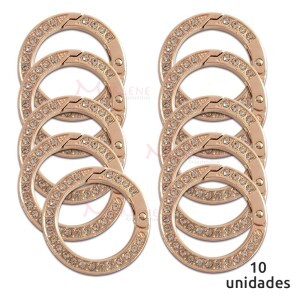 Argola articulada com strass 25mm ouro (Mosquetão) 10 unidades