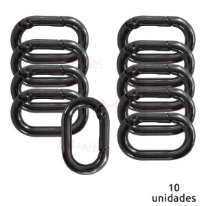 Argola articulada oval 25mm grafite (Mosquetão) com 10 unidades