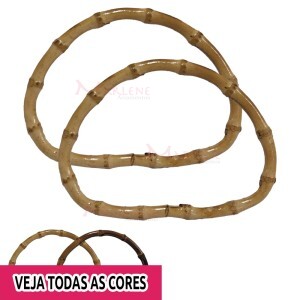 Alça bambu meia argola para bolsa 14x10cm ZTS070 com 1 par