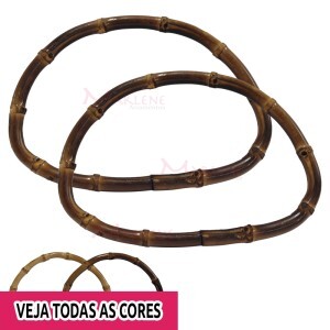 Alça bambu meia argola para bolsa 17x12cm ZTS070 com 1 par