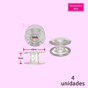 Bobina plástica alta transparente para máquina doméstica 4 unidades