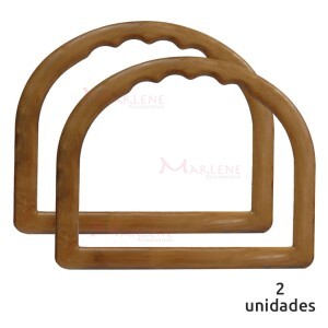 Alça para bolsa meia argola madeira envernizada 7337 com 1 par (Plástica)