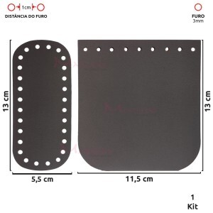 Kit fundo e tampa para bolsa de crochê pequeno em couro sintético